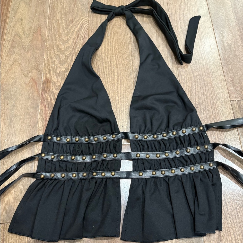 Black gold studded halter top!